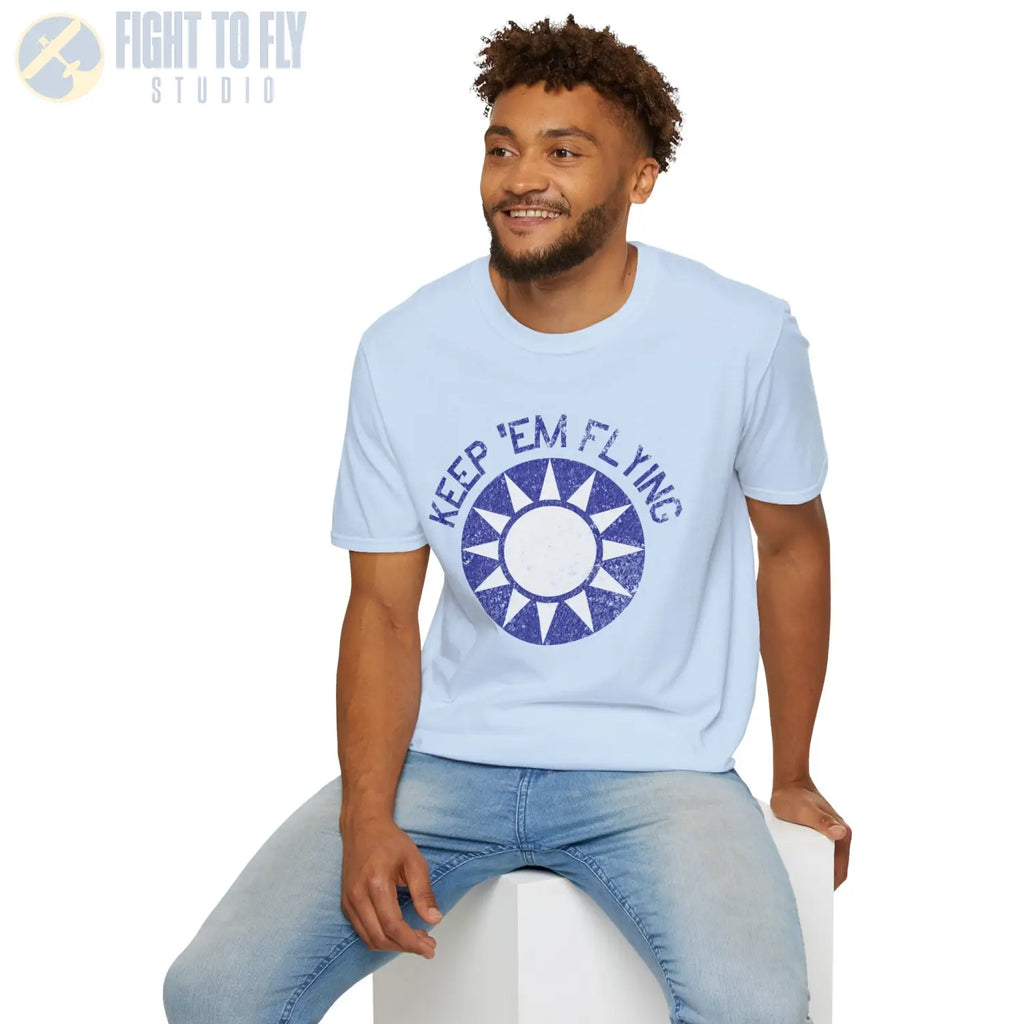 Republic of China Roundel “Keep ’Em Flying” Flying Tigers T Shirt Pilot gifts WWII warbird t shirt