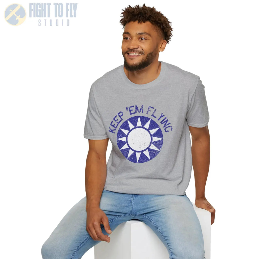 Republic of China Roundel “Keep ’Em Flying” Flying Tigers T Shirt Pilot gifts WWII warbird t shirt