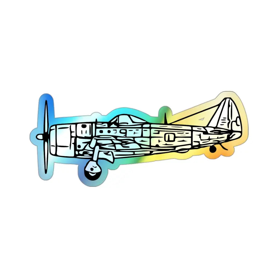 Republic P-47D Bubble Canopy Holographic Die-Cut Airplane Sticker - Paper products - Pilot gifts - WWII warbird t-shirt