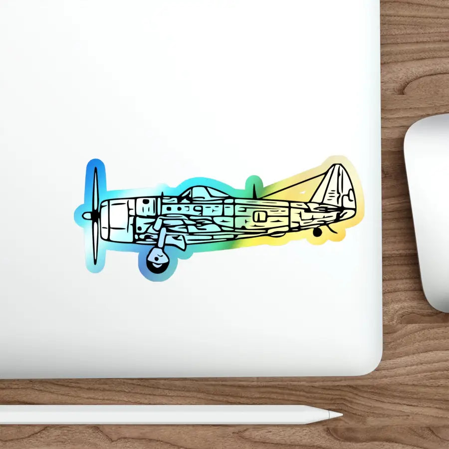 Republic P-47D Bubble Canopy Holographic Die-Cut Airplane Sticker - Paper products - Gifts for pilots - Aviation apparel