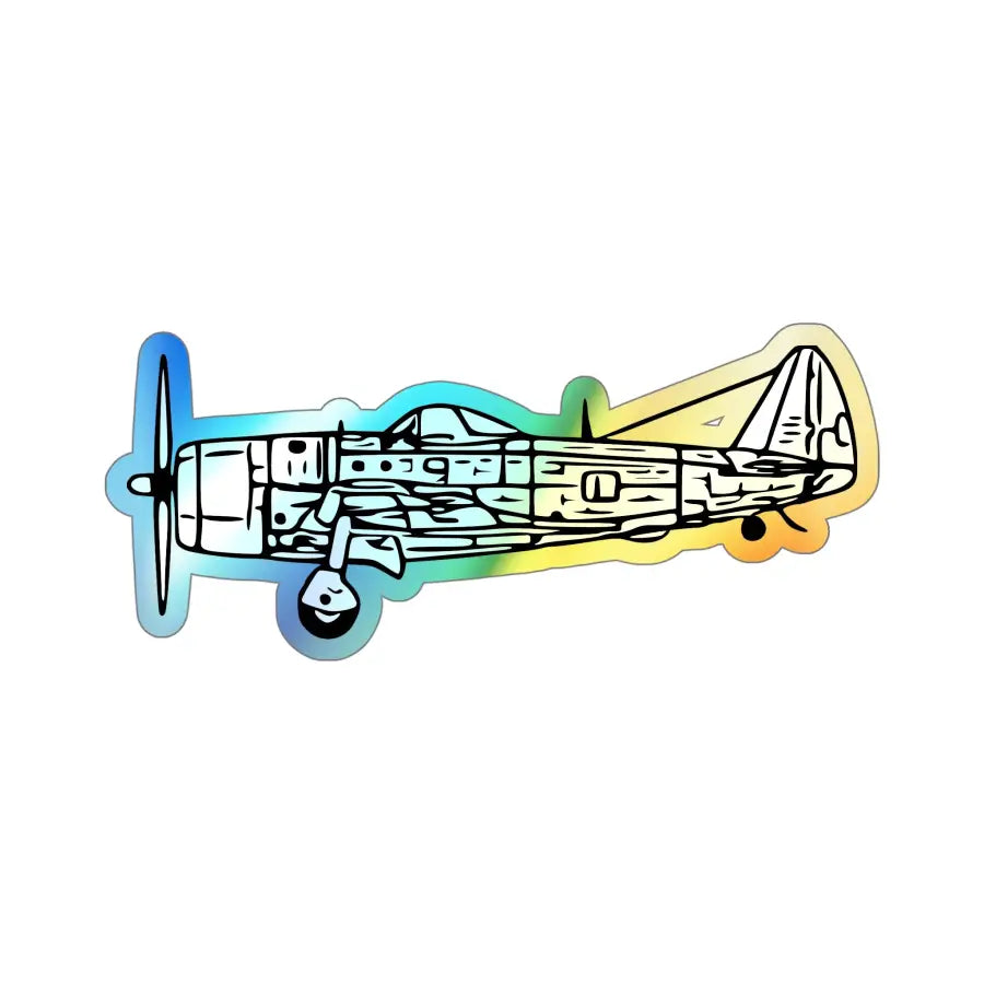 Republic P-47D Bubble Canopy Holographic Die-Cut Airplane Sticker - Paper products - Pilot gifts - WWII warbird t-shirt