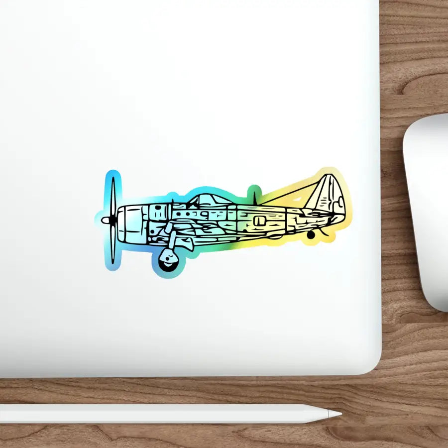 Republic P-47D Bubble Canopy Holographic Die-Cut Airplane Sticker - Paper products - Pilot gifts - WWII warbird t-shirt
