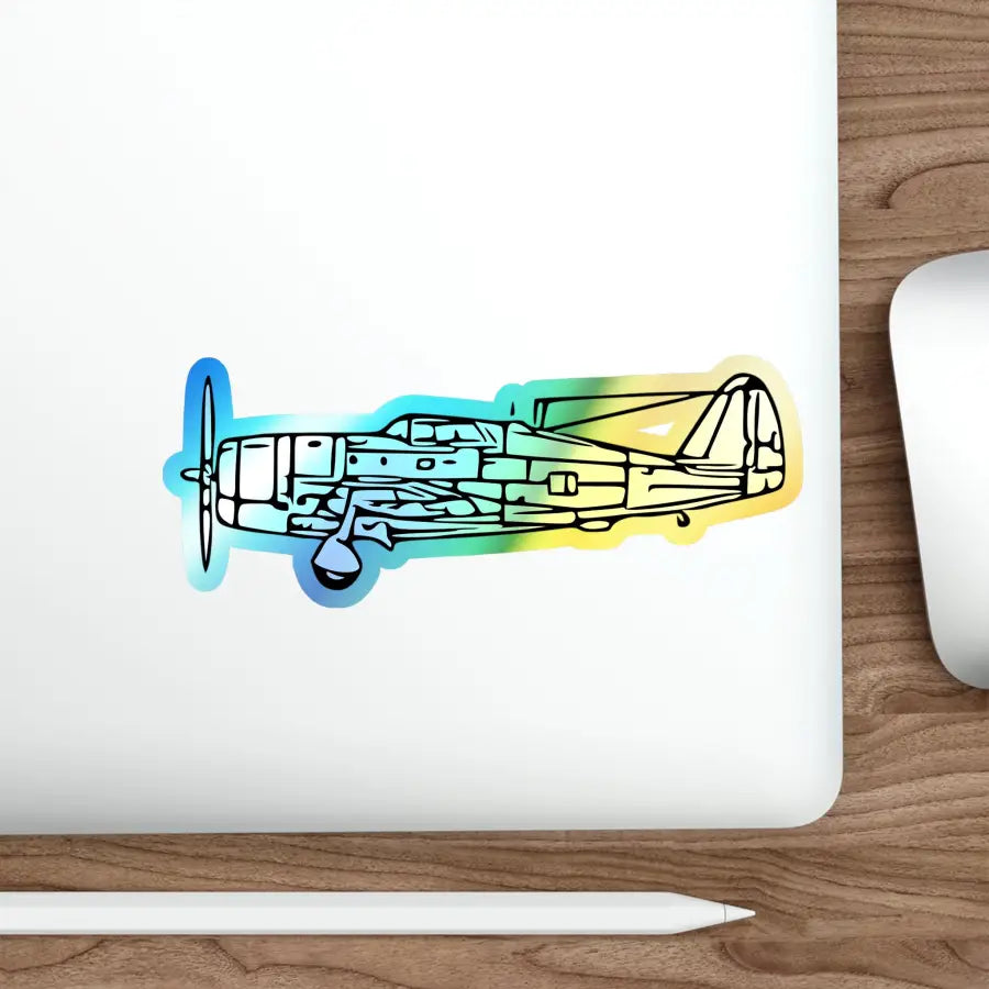 Republic P-47D Razorback Holographic Airplane Die-Cut Sticker - Paper products - Gifts for pilots - Aviation apparel
