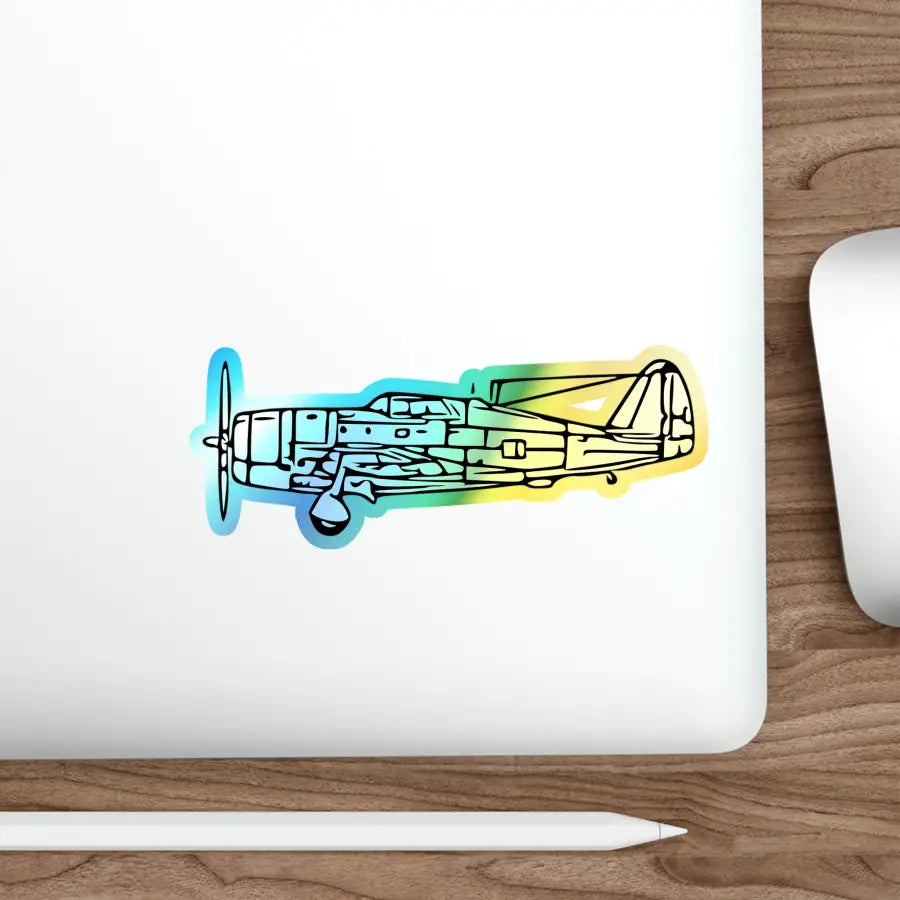 Republic P-47D Razorback Holographic Airplane Die-Cut Sticker - Paper products - Gifts for pilots - Aviation apparel