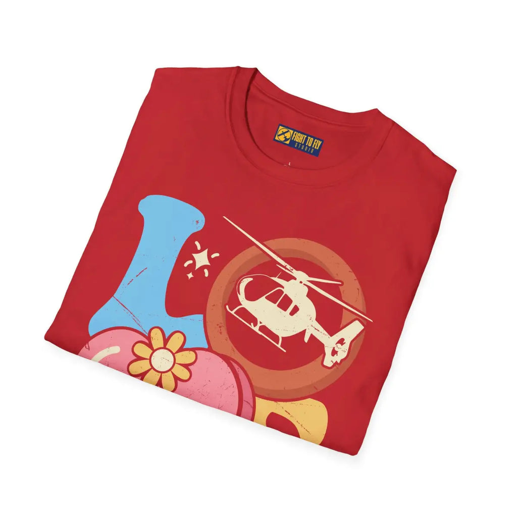 Retro Helicopter Love T-Shirt - Gifts for pilots - Aviation apparel