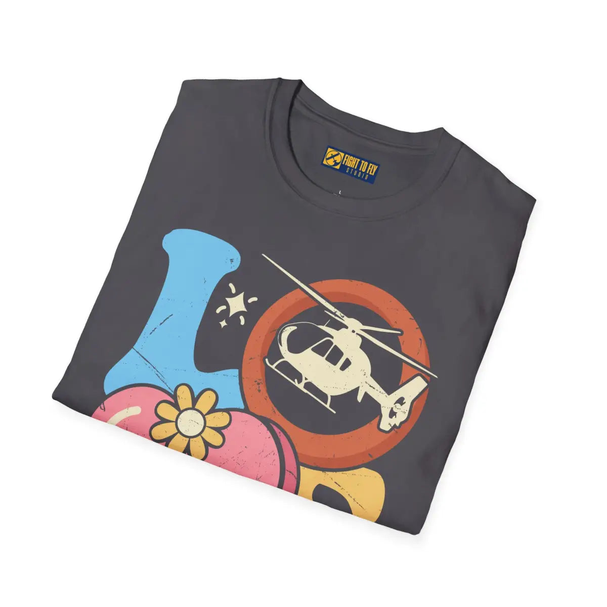 Retro Helicopter Love T-Shirt - Gifts for pilots - Aviation apparel
