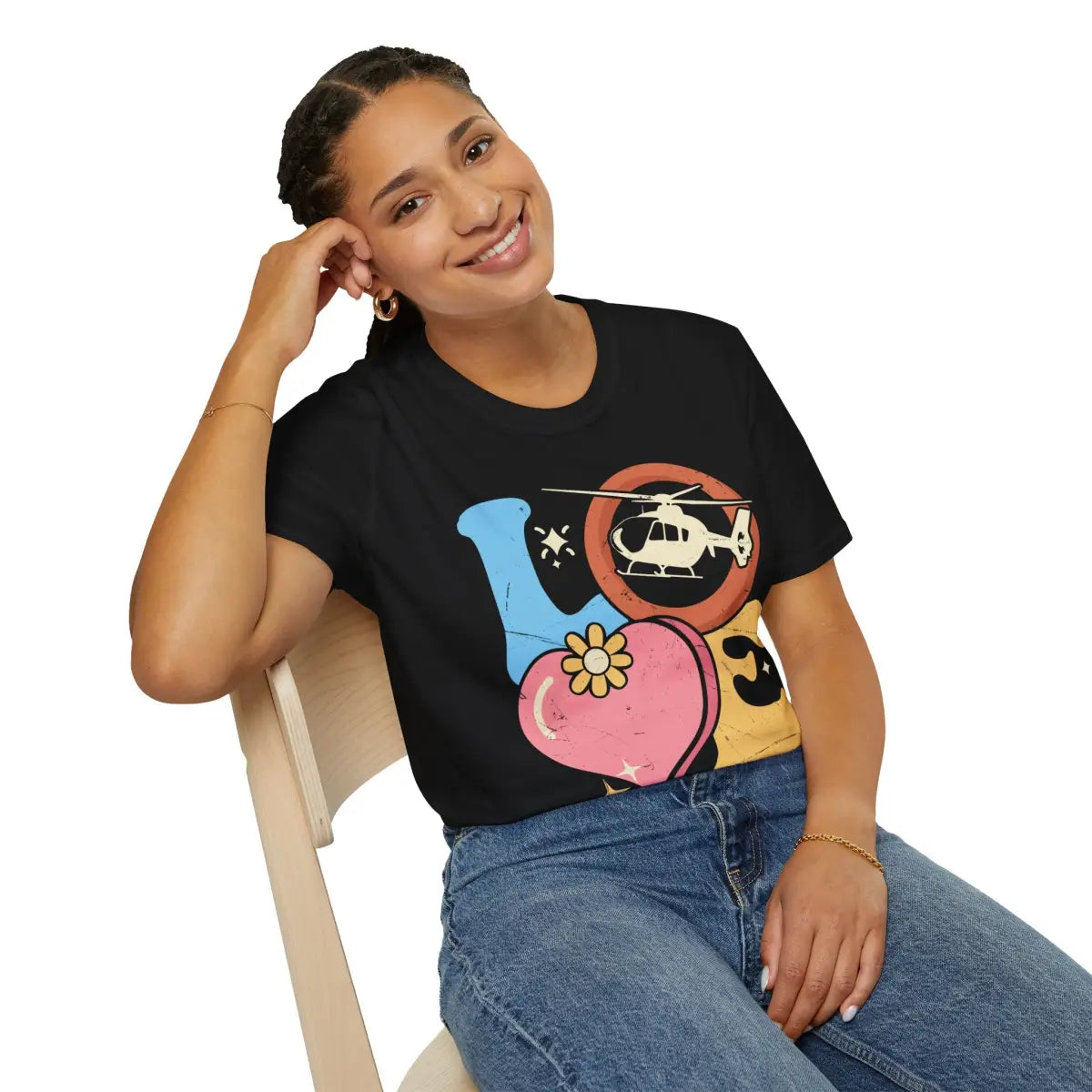 Retro Helicopter Love T-Shirt - Gifts for pilots - Aviation apparel