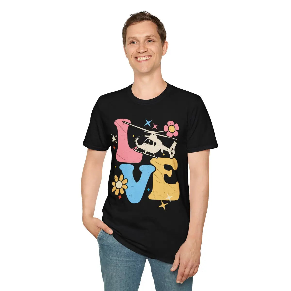 Retro Love Helicopter T-Shirt - Gifts for pilots - Aviation apparel