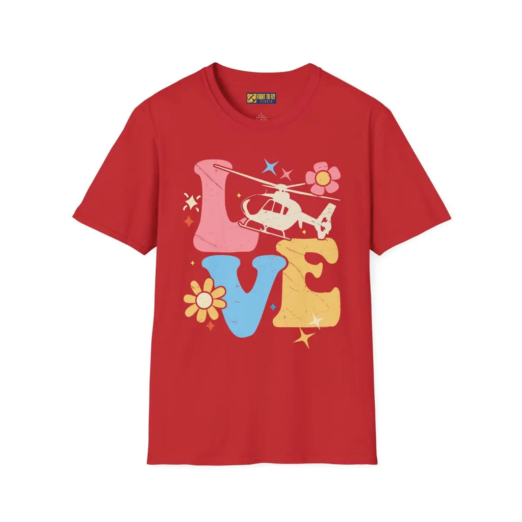 Retro Love Helicopter T-Shirt - Gifts for pilots - Aviation apparel