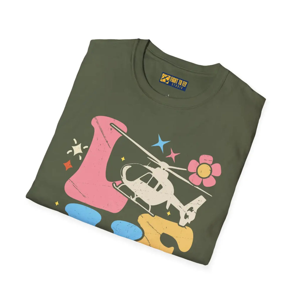 Retro Love Helicopter T-Shirt - Gifts for pilots - Aviation apparel