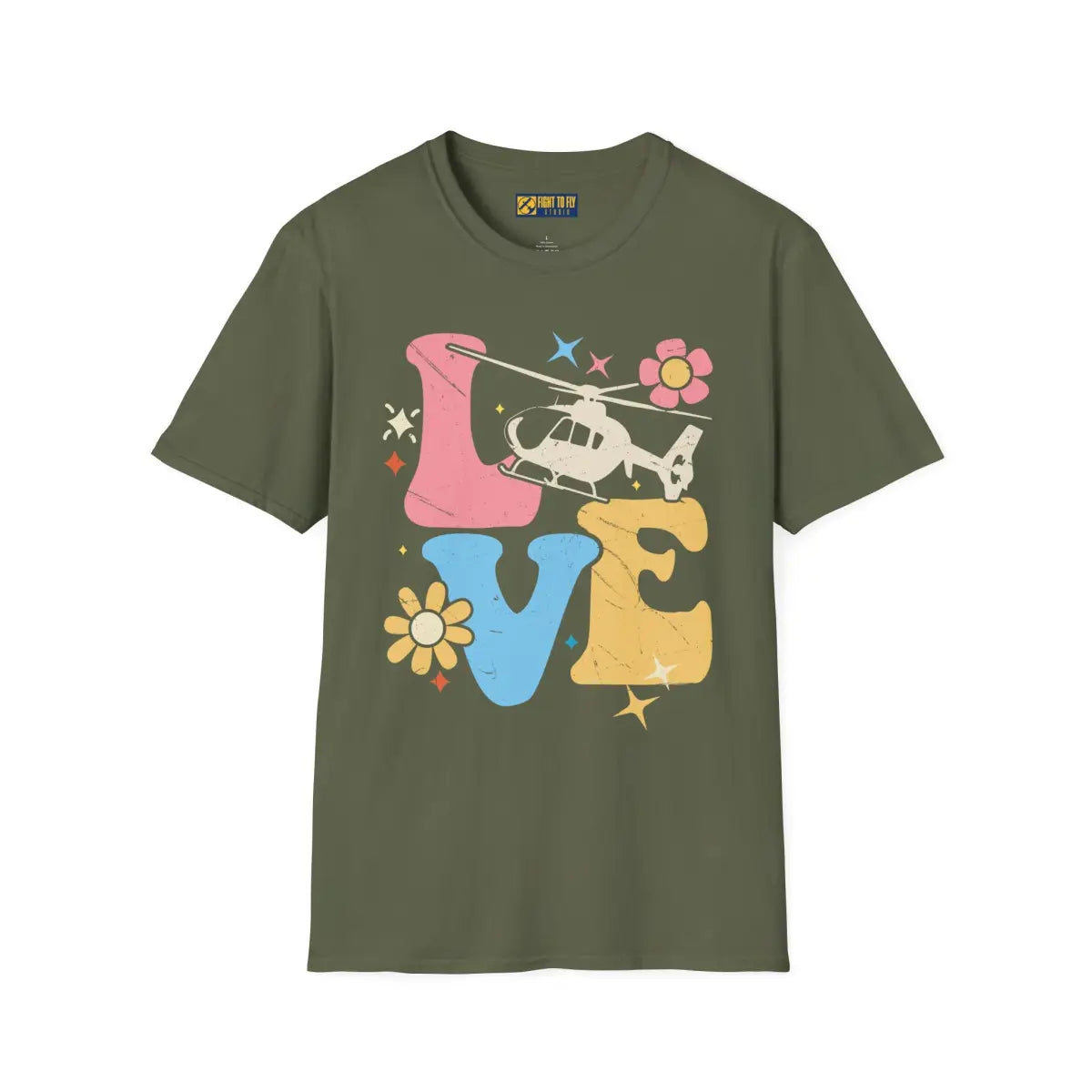 Retro Love Helicopter T-Shirt - Gifts for pilots - Aviation apparel
