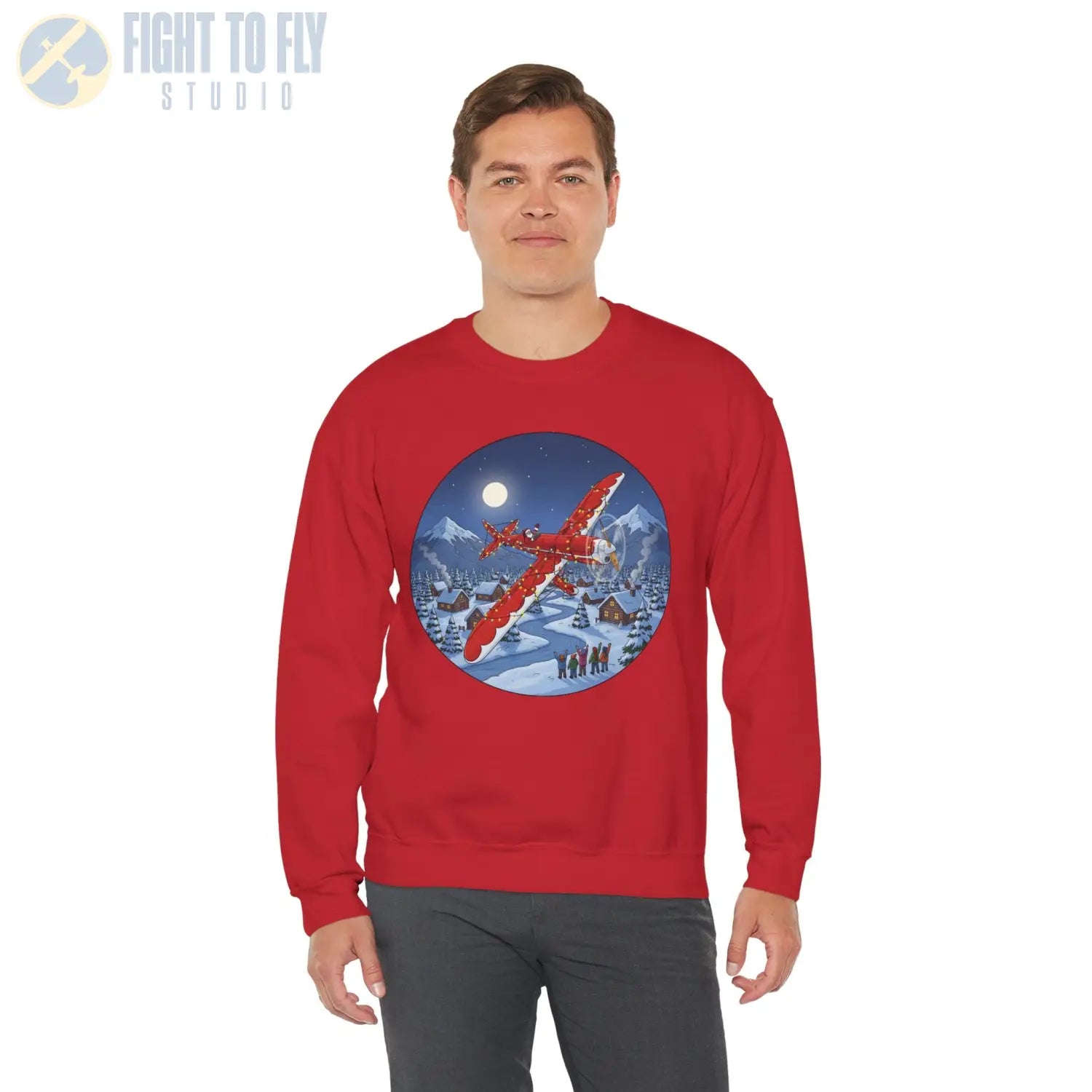 Ryan ST-A (Variation 2) with Santa at the Controls – Holiday Sweater - Sweatshirt - Pilot gifts - WWII warbird t-shirt