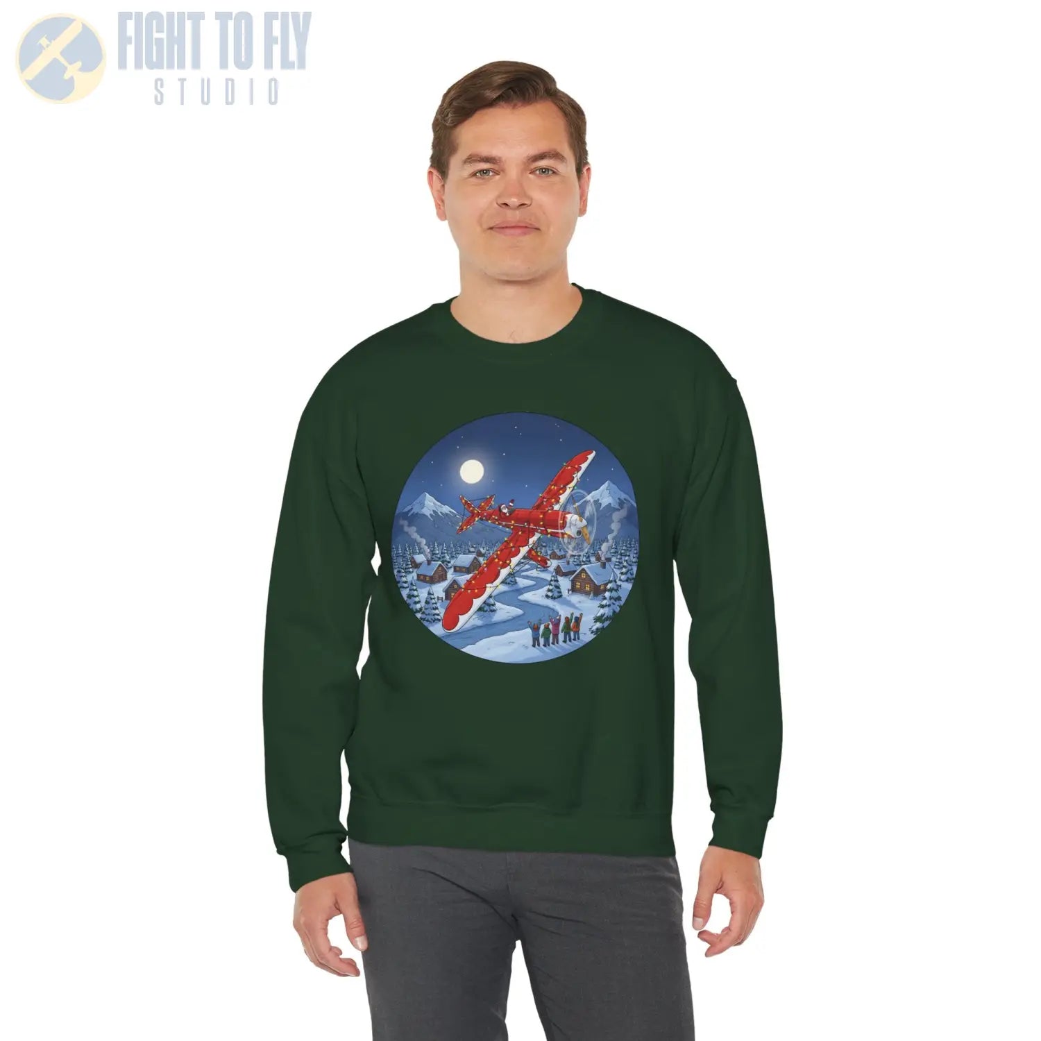 Ryan ST-A (Variation 2) with Santa at the Controls – Holiday Sweater - Sweatshirt - Pilot gifts - WWII warbird t-shirt