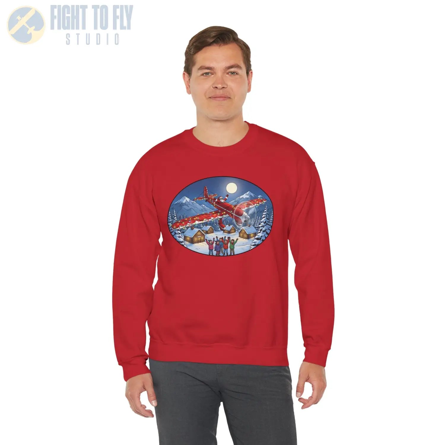 Ryan ST-A with Santa at the Controls – Holiday Sweater - Sweatshirt - Pilot gifts - WWII warbird t-shirt