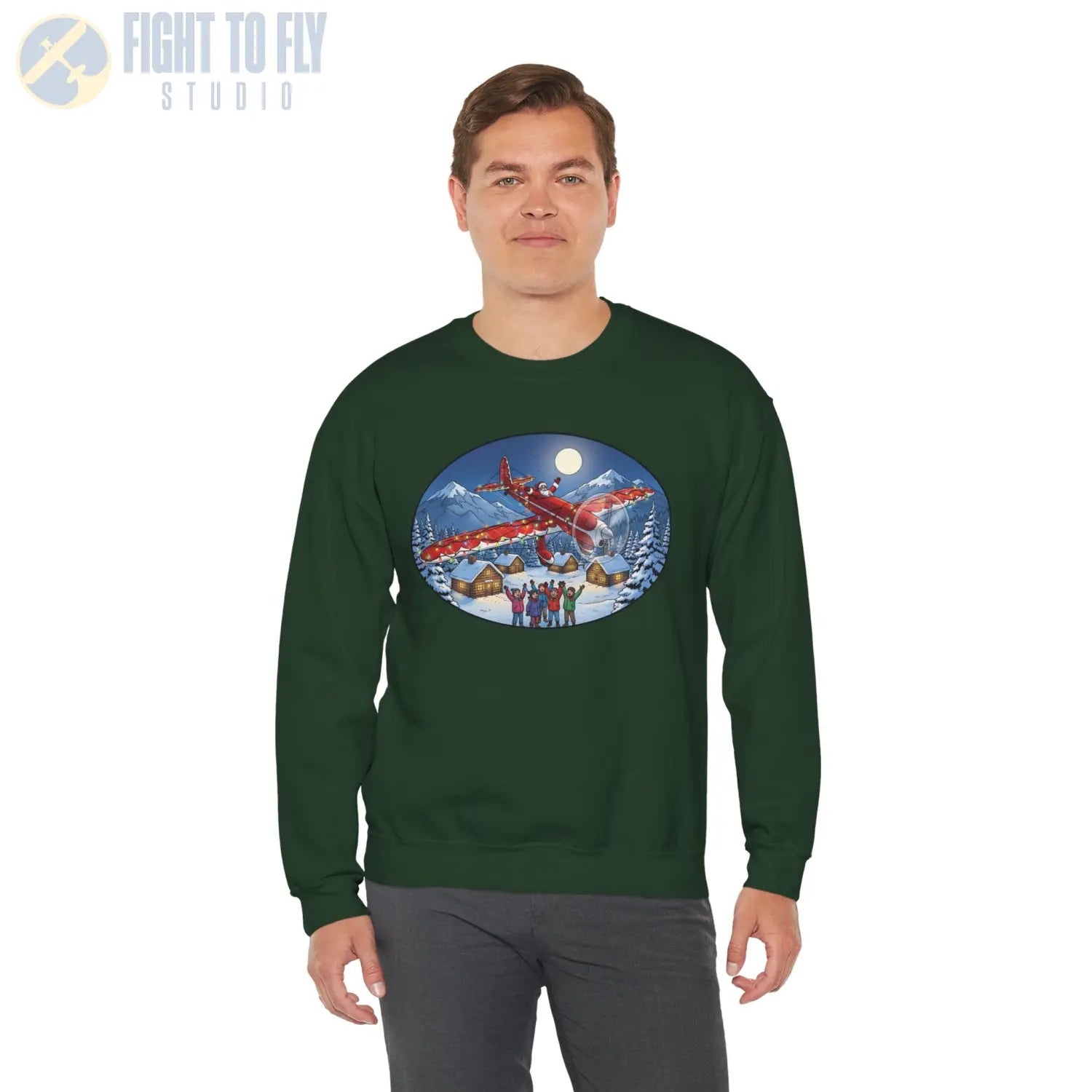 Ryan ST-A with Santa at the Controls – Holiday Sweater - Sweatshirt - Pilot gifts - WWII warbird t-shirt