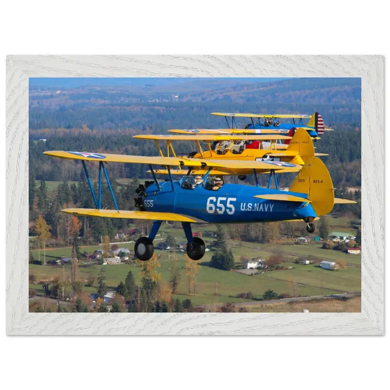 Service Colors: Stearman Formation Flight - Print Material - Pilot gifts - WWII warbird t-shirt