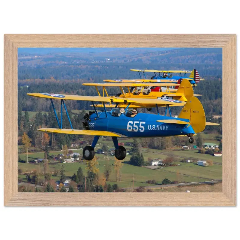 Service Colors: Stearman Formation Flight - Print Material - Pilot gifts - WWII warbird t-shirt
