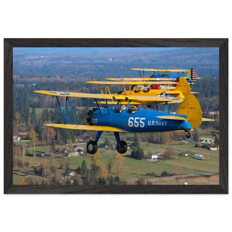 Service Colors: Stearman Formation Flight - Print Material - Pilot gifts - WWII warbird t-shirt