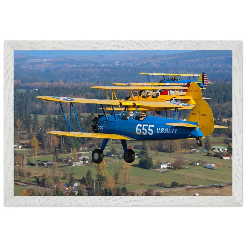 Service Colors: Stearman Formation Flight - Print Material - Pilot gifts - WWII warbird t-shirt