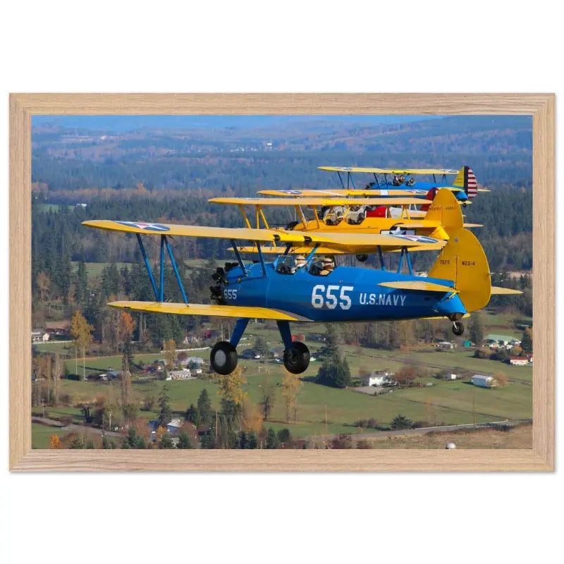 Service Colors: Stearman Formation Flight - Print Material - Pilot gifts - WWII warbird t-shirt