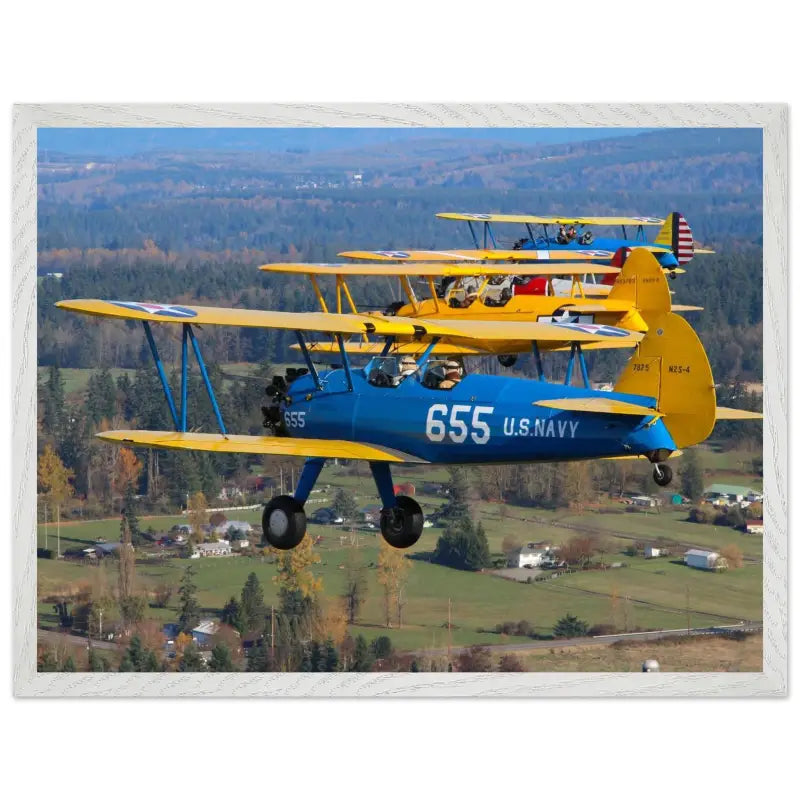 Service Colors: Stearman Formation Flight - Print Material - Pilot gifts - WWII warbird t-shirt