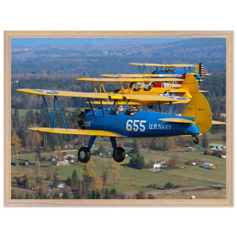 Service Colors: Stearman Formation Flight - Print Material - Pilot gifts - WWII warbird t-shirt