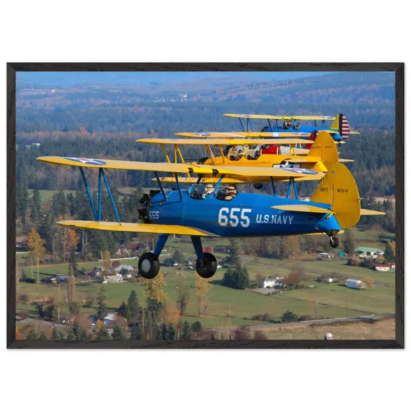 Service Colors: Stearman Formation Flight - Print Material - Pilot gifts - WWII warbird t-shirt