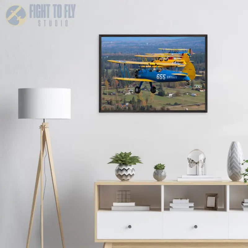 Service Colors: Stearman Formation Flight - Print Material - Pilot gifts - WWII warbird t-shirt