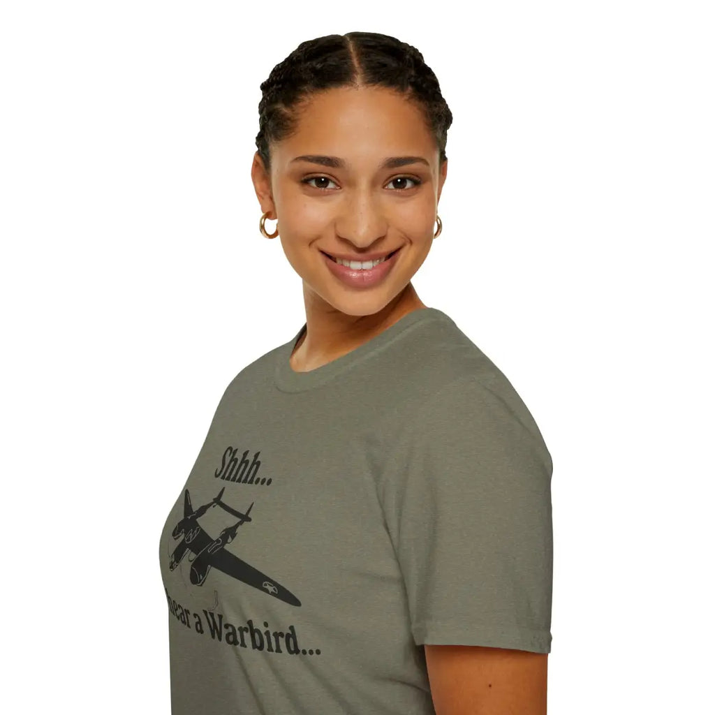 Shhh... I Hear a Warbird - P-38 - T-Shirt - Pilot gifts - WWII warbird t-shirt