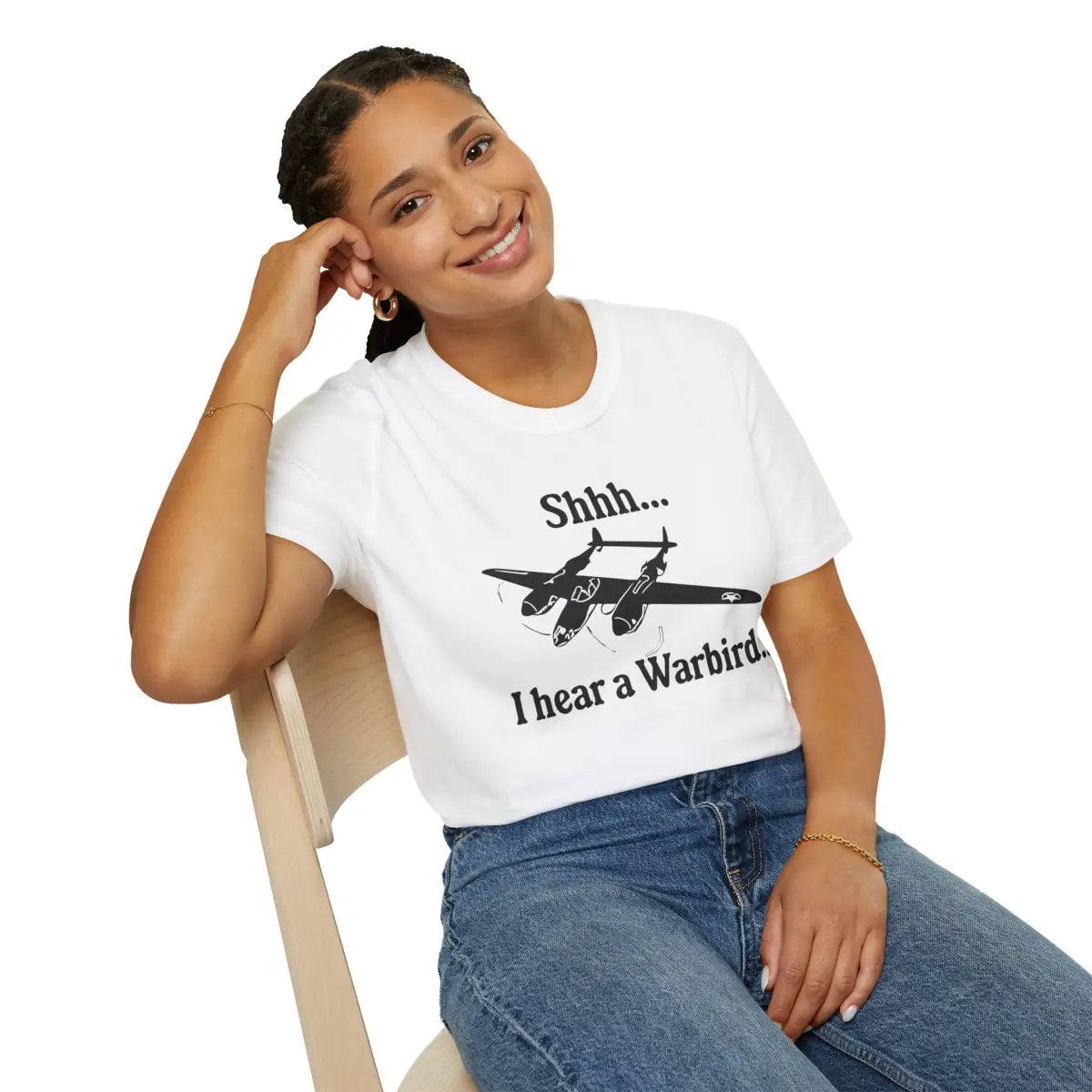 Shhh... I Hear a Warbird - P-38 - T-Shirt - Pilot gifts - WWII warbird t-shirt