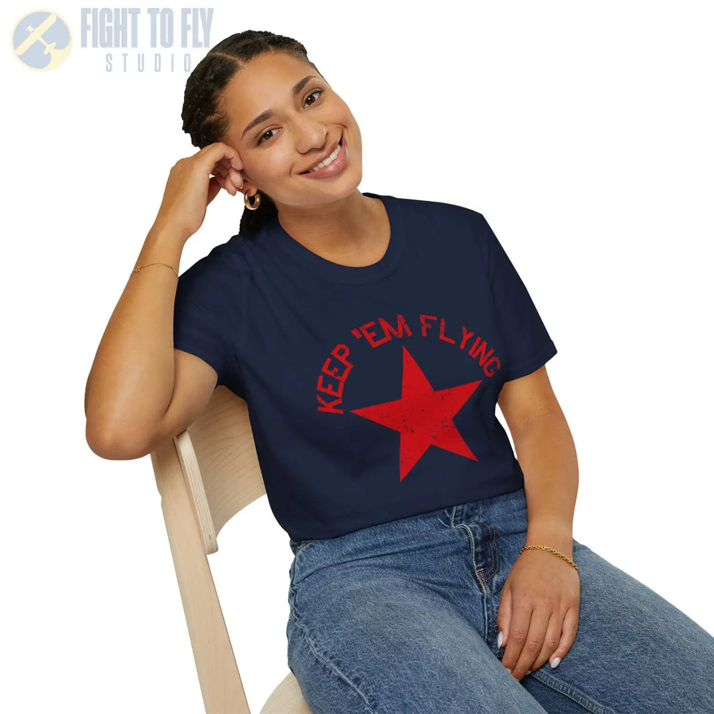 Soviet Union Red Star “Keep ’Em Flying” T Shirt Pilot gifts WWII warbird t shirt