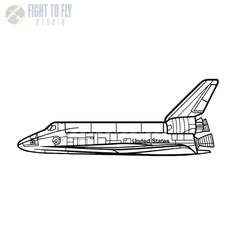 Space Shuttle Orbiter Die Cut Metal Wall Art - Sign - Pilot gifts - WWII warbird t-shirt