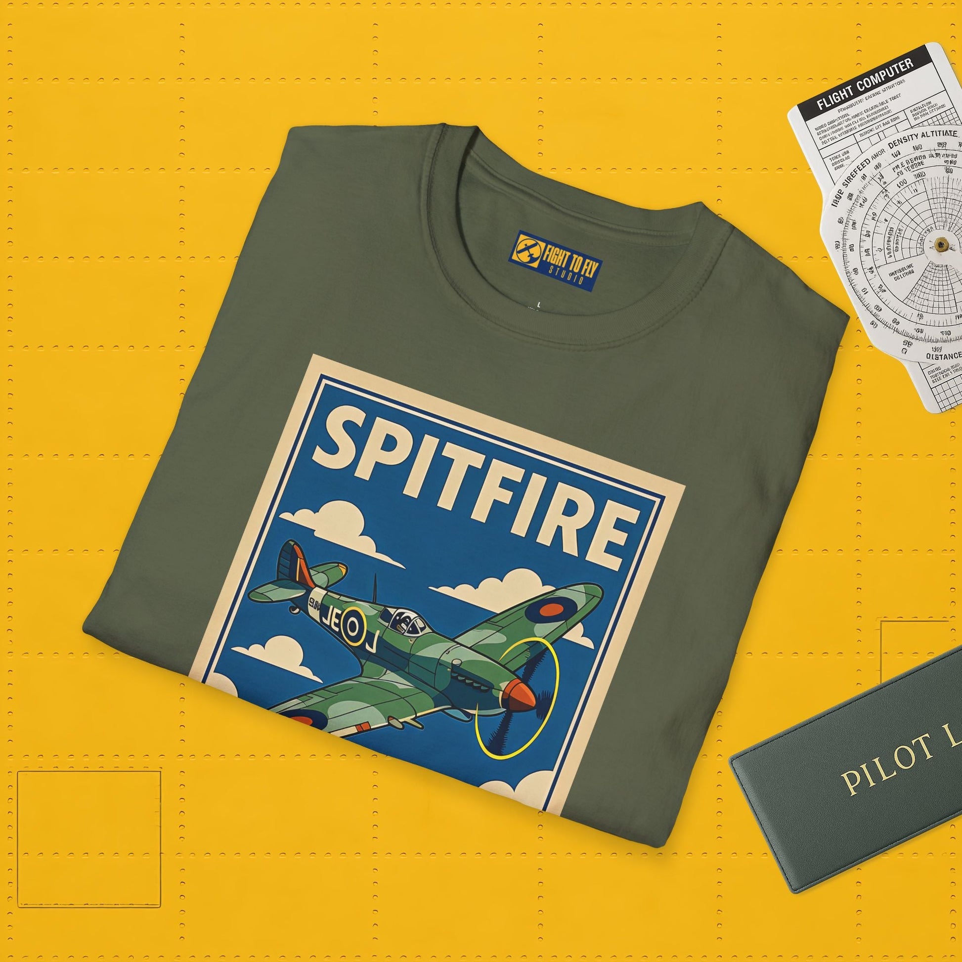 Spitfire Premium T-Shirt – British WWII Fighter Full Graphic Aviation Tee - Pilot gifts - warbird t-shirt