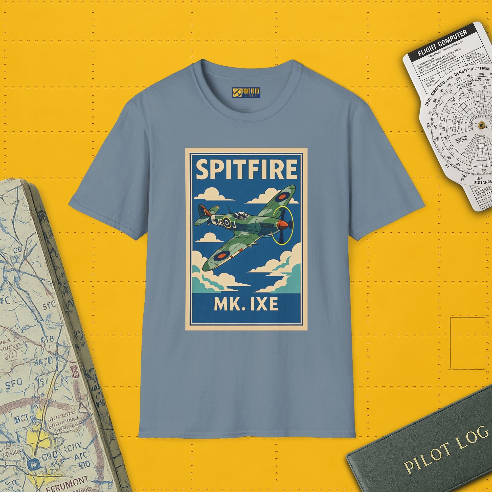 Spitfire Premium T-Shirt – British WWII Fighter Full Graphic Aviation Tee - Pilot gifts - warbird t-shirt
