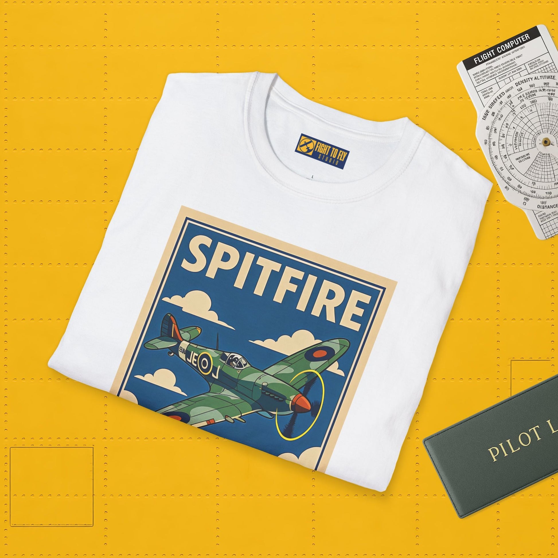 Spitfire Premium T-Shirt – British WWII Fighter Full Graphic Aviation Tee - Pilot gifts - warbird t-shirt