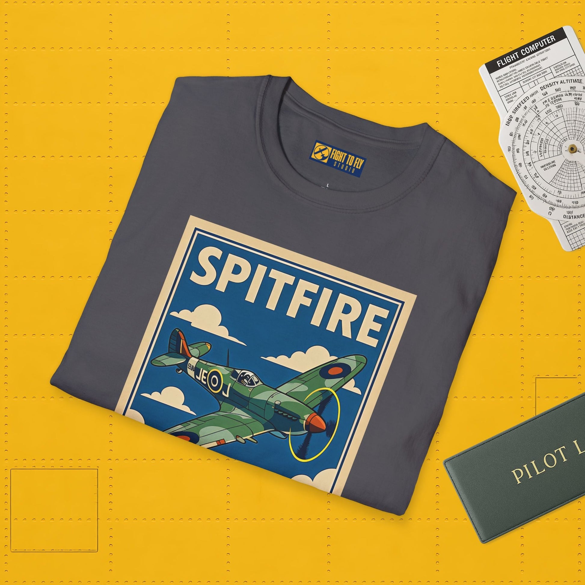 Spitfire Premium T-Shirt – British WWII Fighter Full Graphic Aviation Tee - Pilot gifts - warbird t-shirt