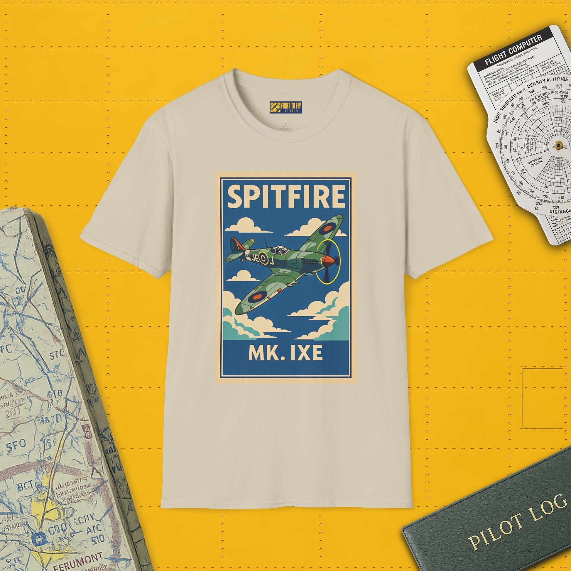 Spitfire Premium T-Shirt – British WWII Fighter Full Graphic Aviation Tee - Pilot gifts - warbird t-shirt