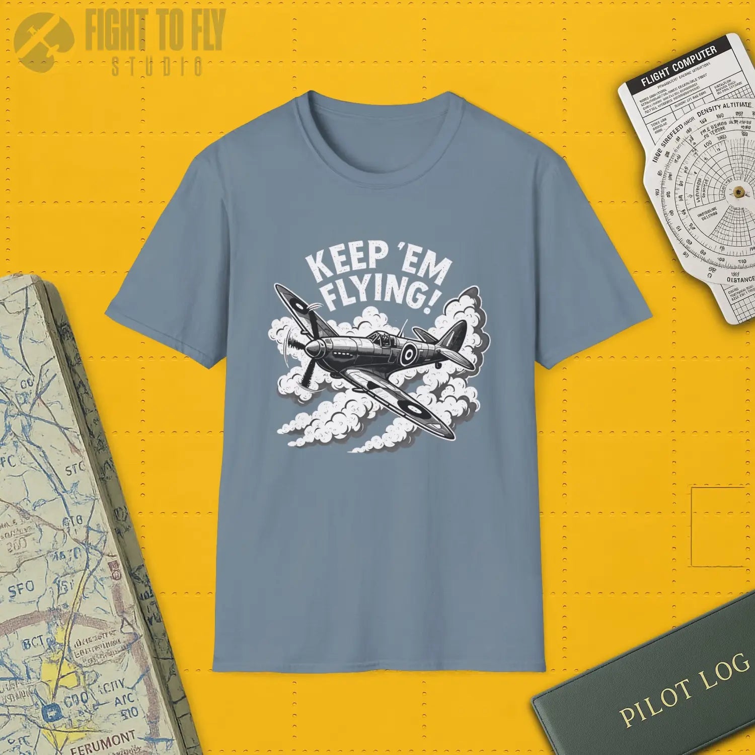 Spitfire “Keep ’Em Flying!” - T-Shirt - Pilot gifts - WWII warbird t-shirt