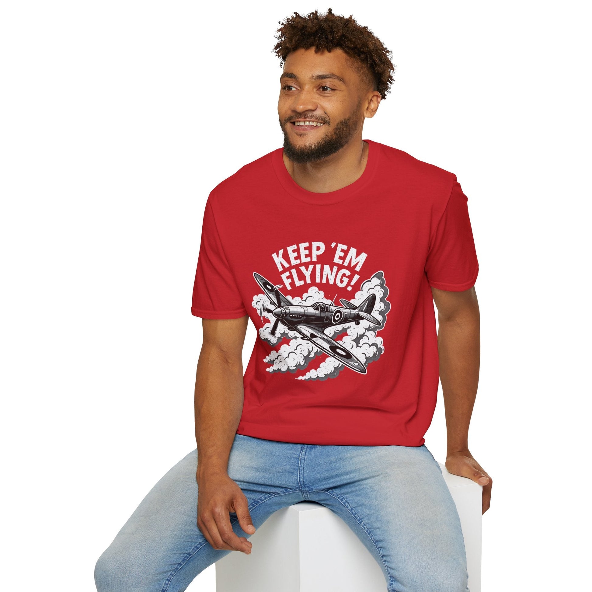 Spitfire Premium T-Shirt – “Keep ’Em Flying!” WWII British Fighter Graphic Tee - Pilot gifts - warbird t-shirt