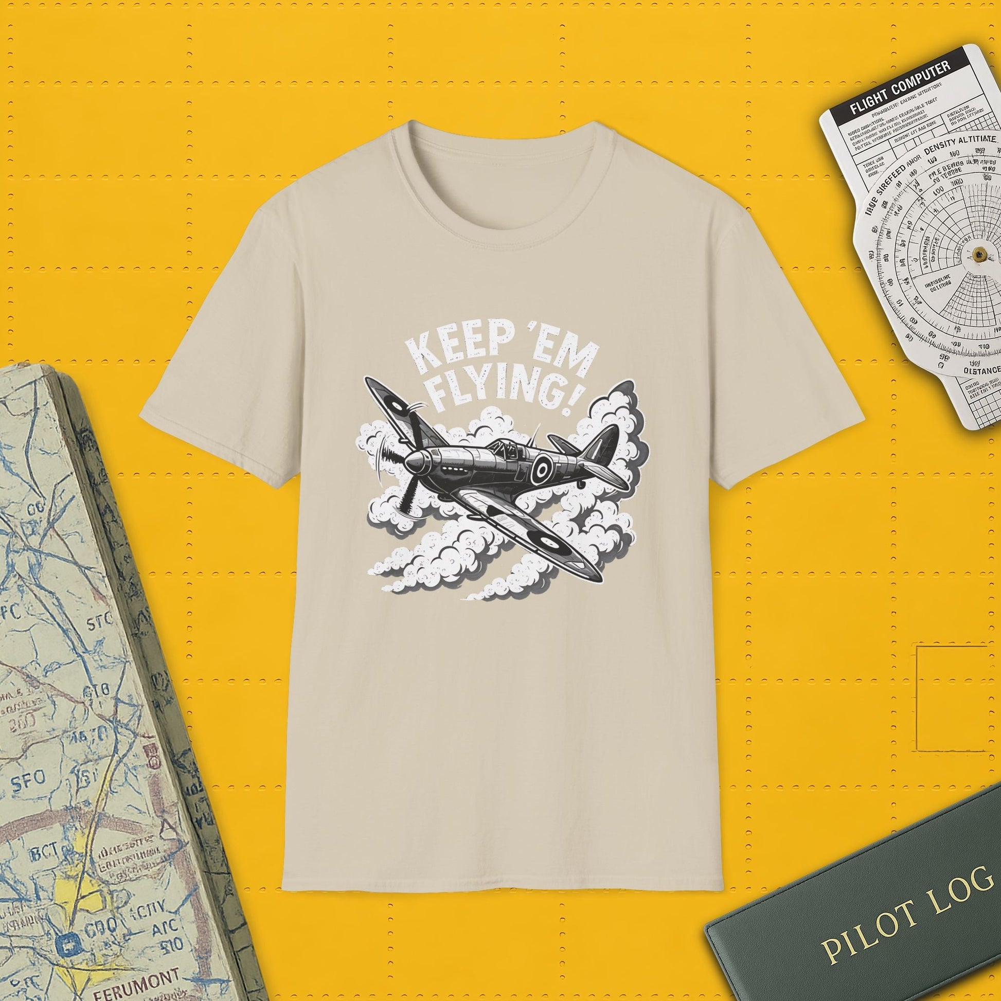 Spitfire Premium T-Shirt – “Keep ’Em Flying!” WWII British Fighter Graphic Tee - Pilot gifts - warbird t-shirt