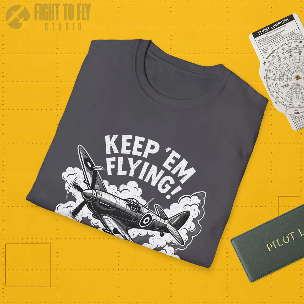 Spitfire “Keep ’Em Flying!” - T-Shirt - Pilot gifts - WWII warbird t-shirt