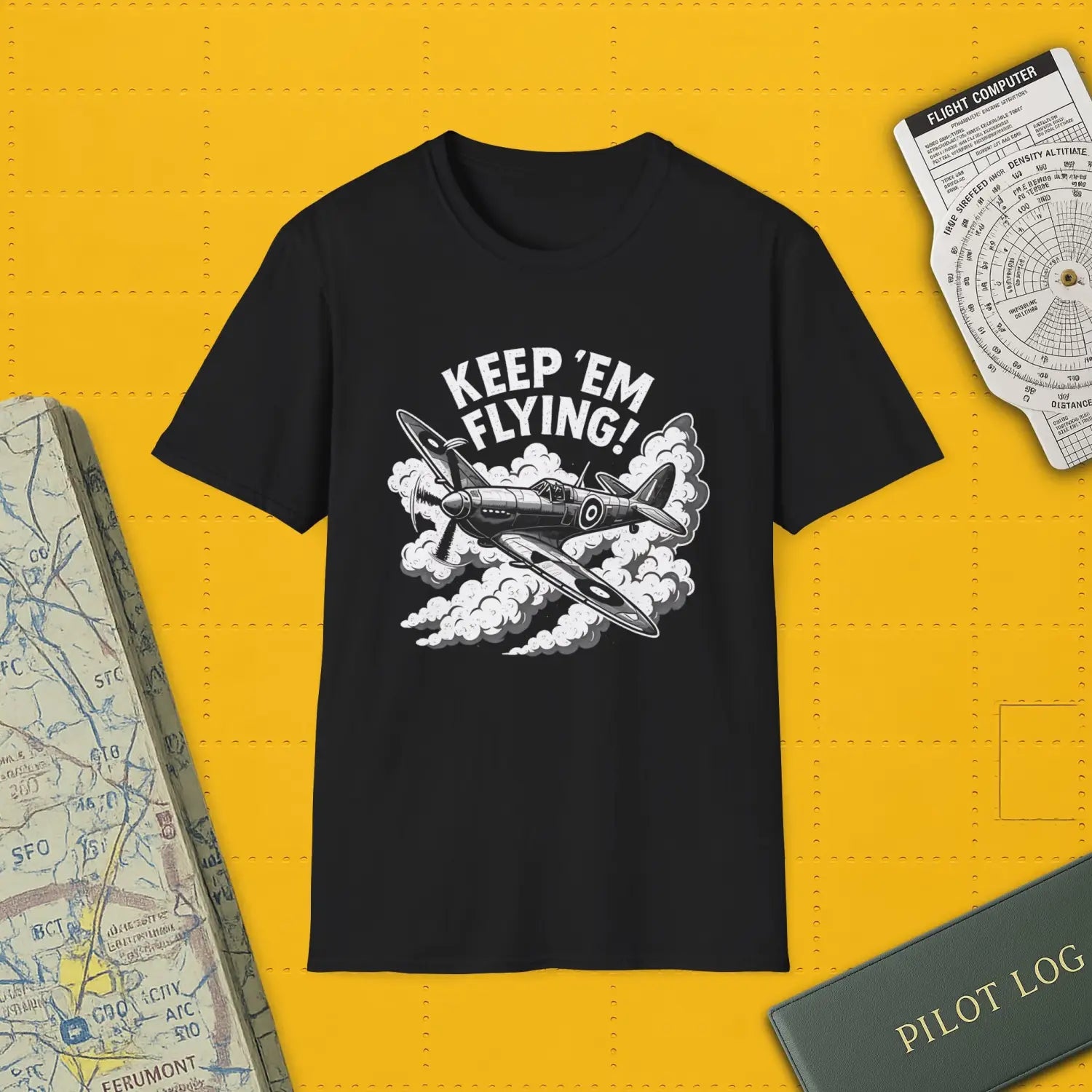 Spitfire “Keep ’Em Flying!” - T-Shirt - Pilot gifts - WWII warbird t-shirt