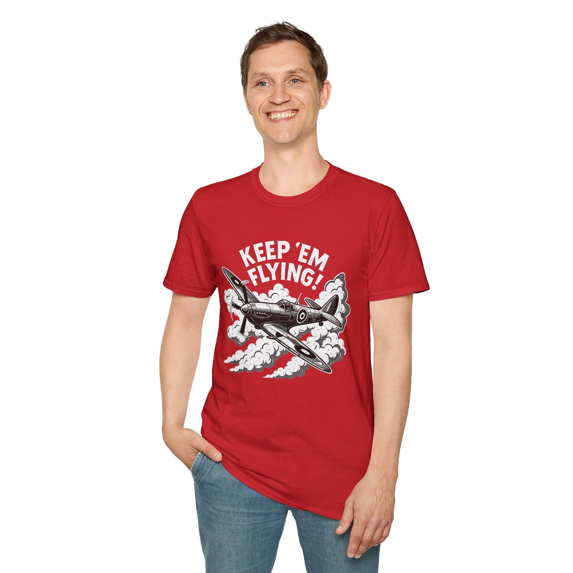 Spitfire Premium T-Shirt – “Keep ’Em Flying!” WWII British Fighter Graphic Tee - Pilot gifts - warbird t-shirt