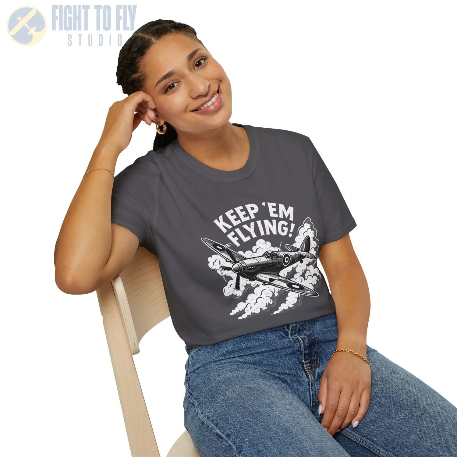 Spitfire “Keep ’Em Flying!” - T-Shirt - Pilot gifts - WWII warbird t-shirt