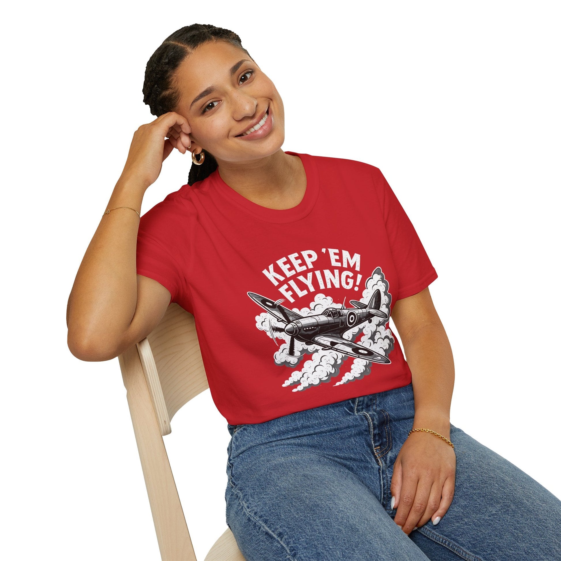 Spitfire Premium T-Shirt – “Keep ’Em Flying!” WWII British Fighter Graphic Tee - Pilot gifts - warbird t-shirt