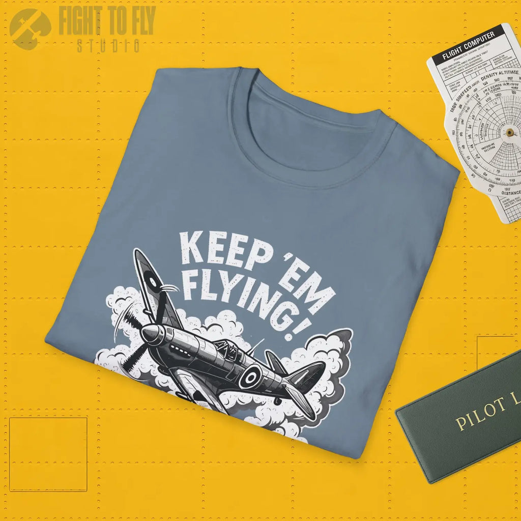 Spitfire “Keep ’Em Flying!” - T-Shirt - Pilot gifts - WWII warbird t-shirt