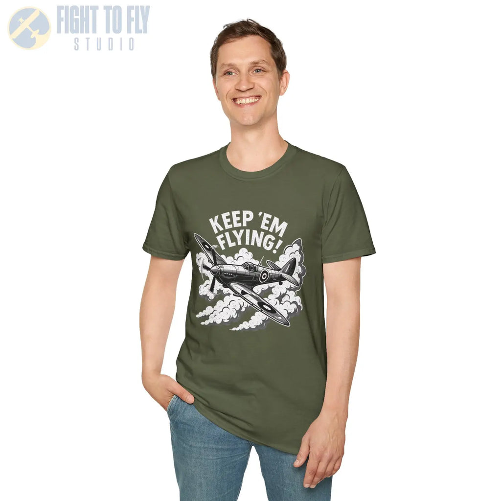Spitfire “Keep ’Em Flying!” - T-Shirt - Pilot gifts - WWII warbird t-shirt