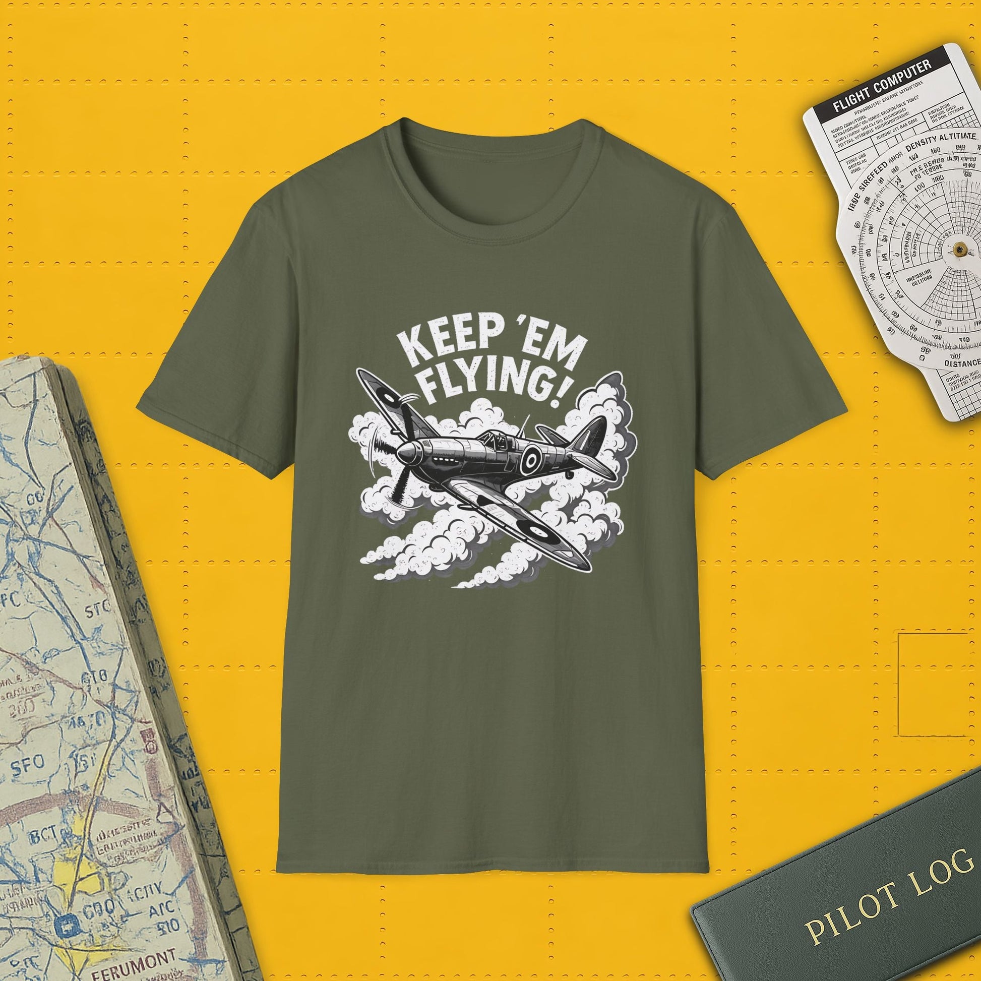 Spitfire Premium T-Shirt – “Keep ’Em Flying!” WWII British Fighter Graphic Tee - Pilot gifts - warbird t-shirt
