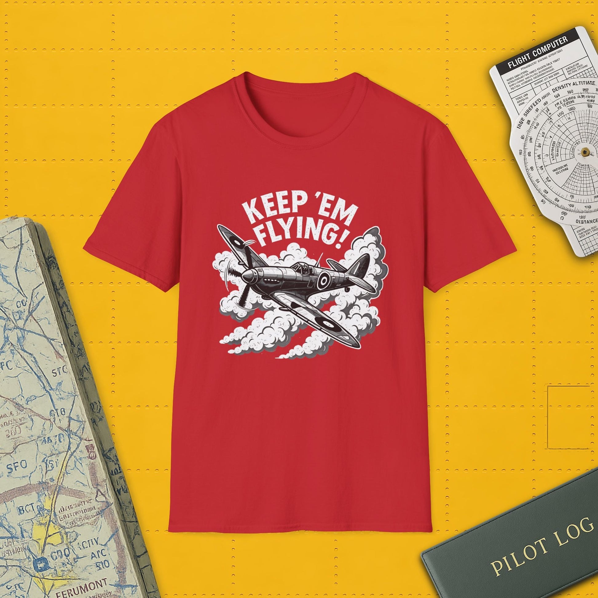 Spitfire Premium T-Shirt – “Keep ’Em Flying!” WWII British Fighter Graphic Tee - Pilot gifts - warbird t-shirt