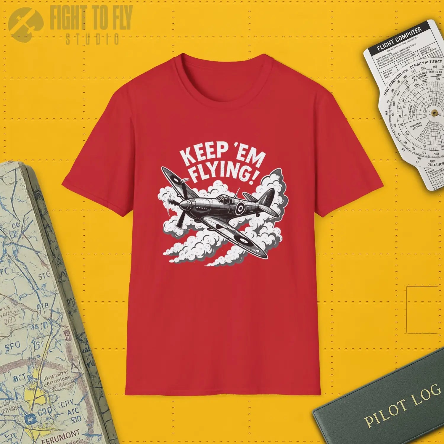 Spitfire “Keep ’Em Flying!” - T-Shirt - Pilot gifts - WWII warbird t-shirt